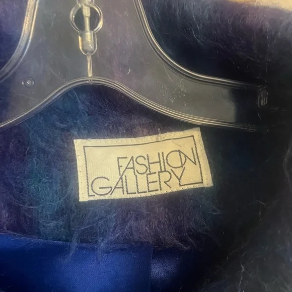 Fashion Gallery Blue Purple Mohair Wool Plaid Longline Coat M - Picture 8 of 14